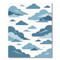Dreamy Blue Layered Cloudscape Illustration Rug