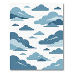 Dreamy Blue Layered Cloudscape Illustration Rug