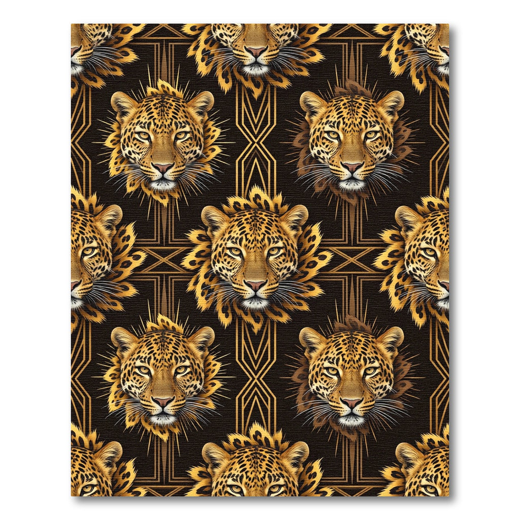 Luxury Gold Leopard Art Deco Rug
