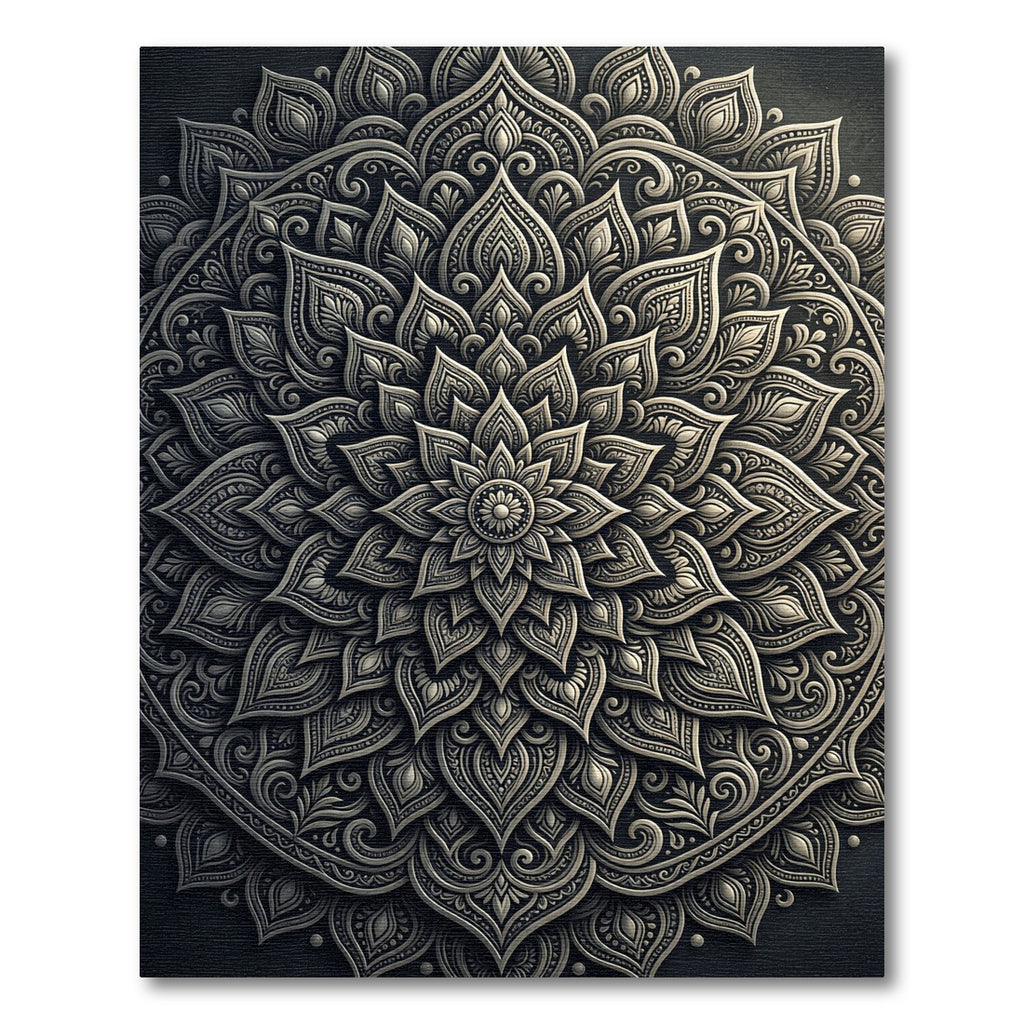 Intricate Metallic Circular Floral Mandala Rug