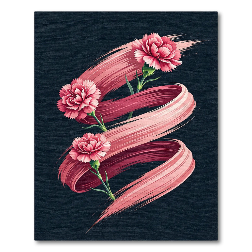 Elegant Pink Carnation Ribbon Swirl Rug