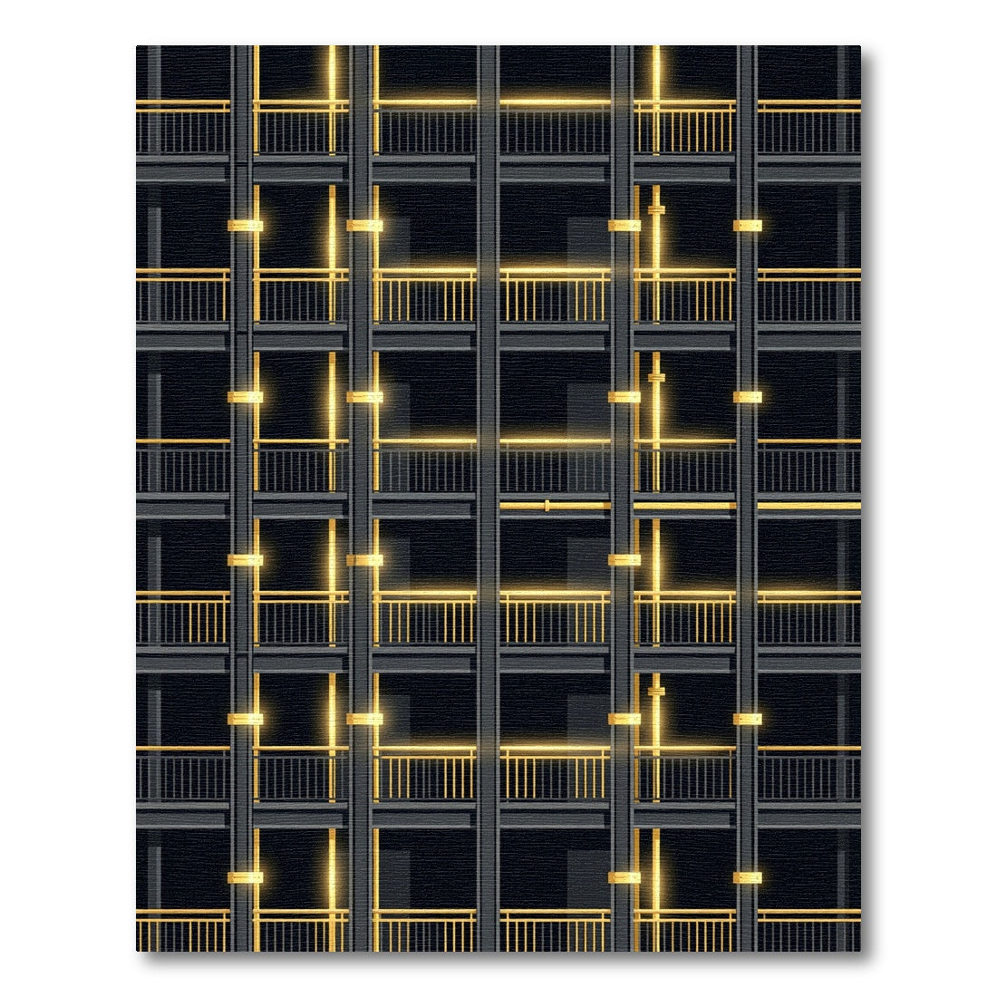 Dark Gray Gold Balcony Grid Rug
