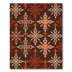 Crimson Ornamental Cross Geometric Tapestry Rug