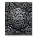 Metallic Silver Aztec Sun Calendar Rug