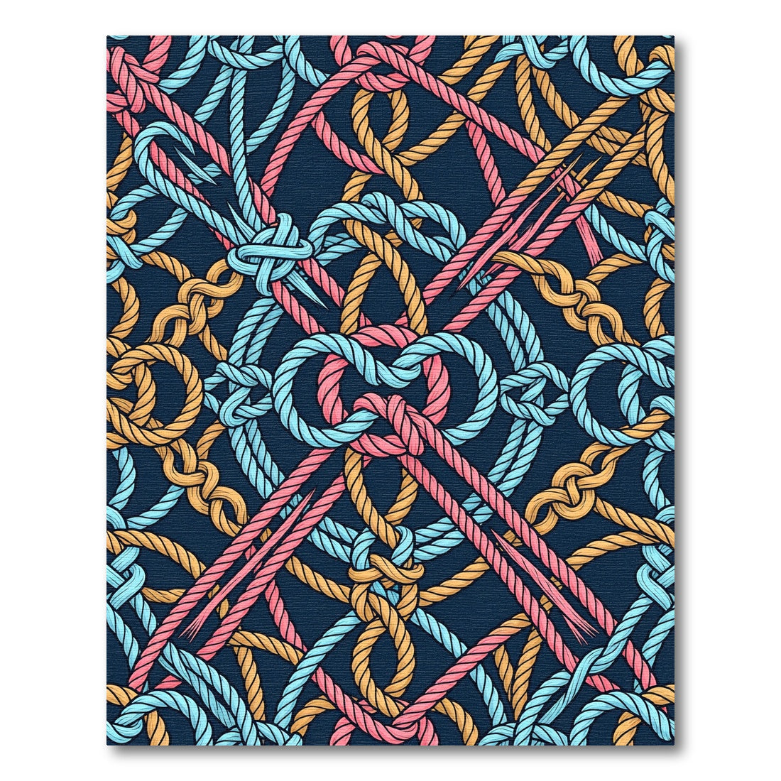 Intricate Nautical Rope Knot Trellis Rug