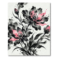 Pink and Black Floral Ink Wash Rug