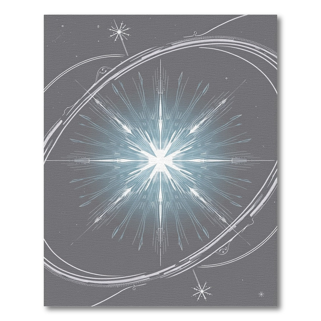 Gleaming White Starburst Abstract Oval Rug