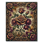 Vintage Ornate Rose Bouquet Antique Gold Rug