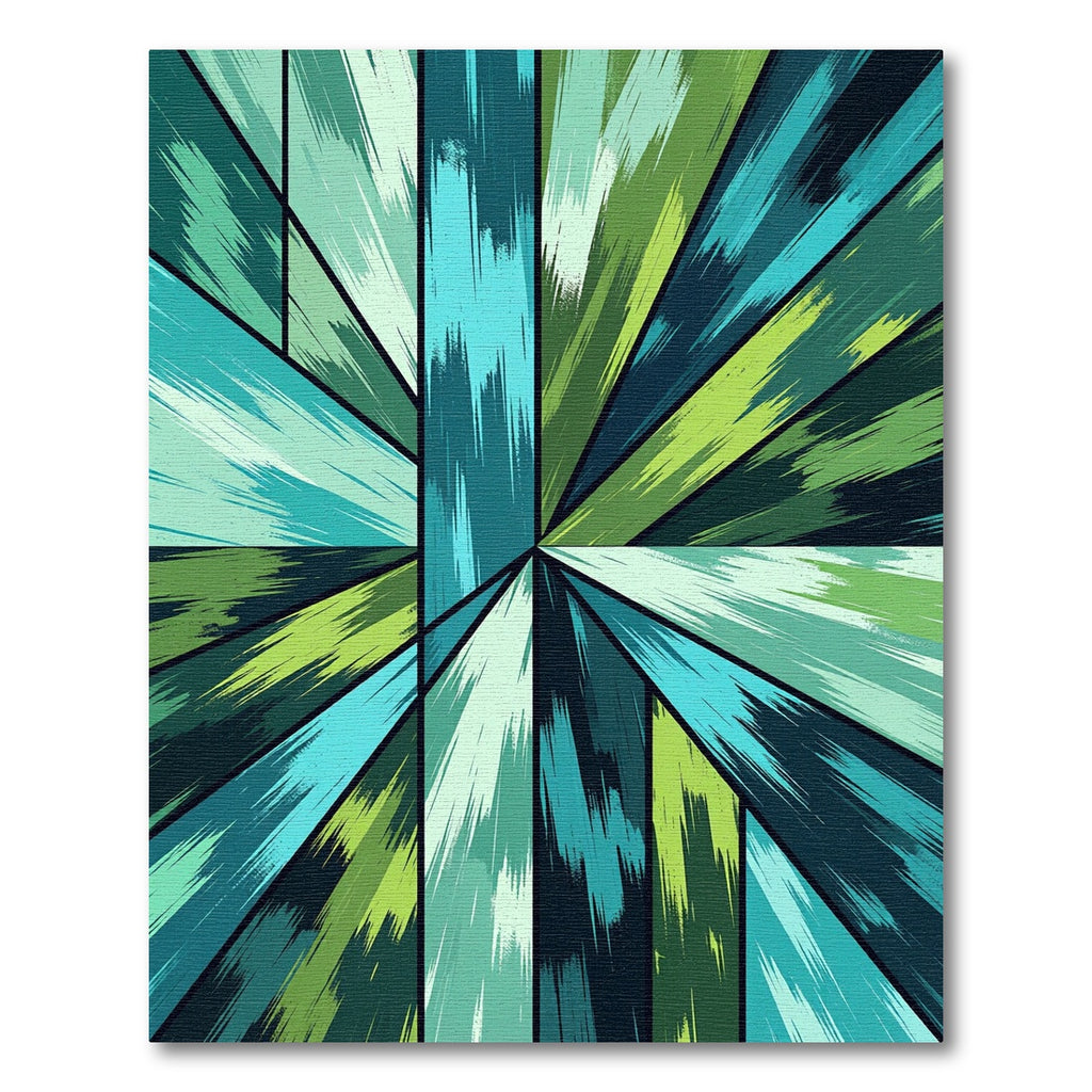 Vibrant Teal Green Shattered Geometric Rug