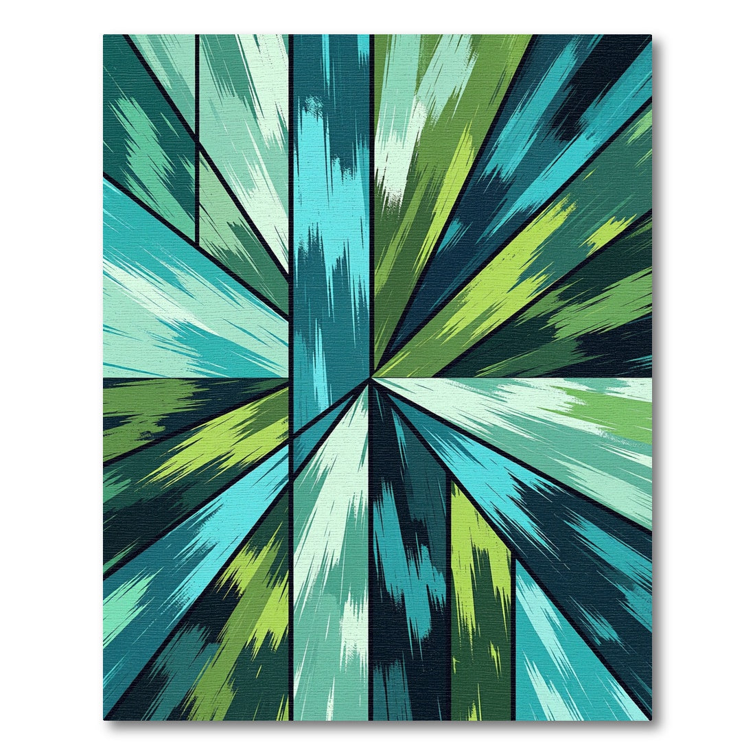 Vibrant Teal Green Shattered Geometric Rug