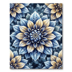 Frosted Blue and Gold Floral Mandala Rug