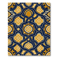 Elegant Navy Gold Floral Intertwining Scroll Rug