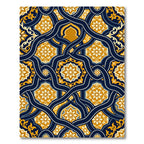 Elegant Navy Gold Floral Intertwining Scroll Rug