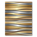 Gold Silver Wood Layered Texture Rug