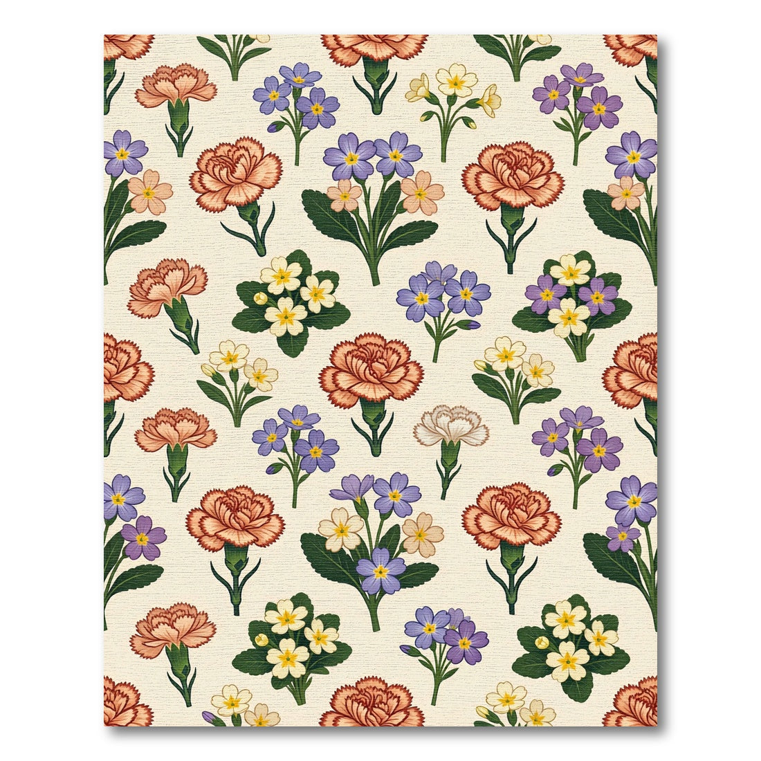 Vintage Coral Carnation Floral Bounty Rug
