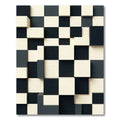 Monochromatic Cubist Checkerboard Wall Decor Rug