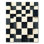 Monochromatic Cubist Checkerboard Wall Decor Rug