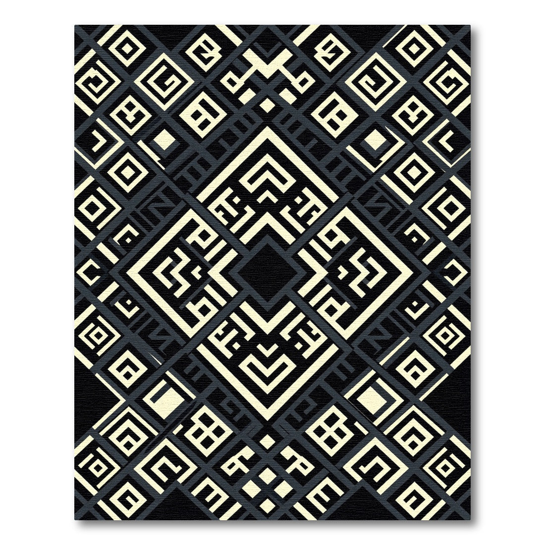 Monochrome Geometric Maze Diamond Square Rug