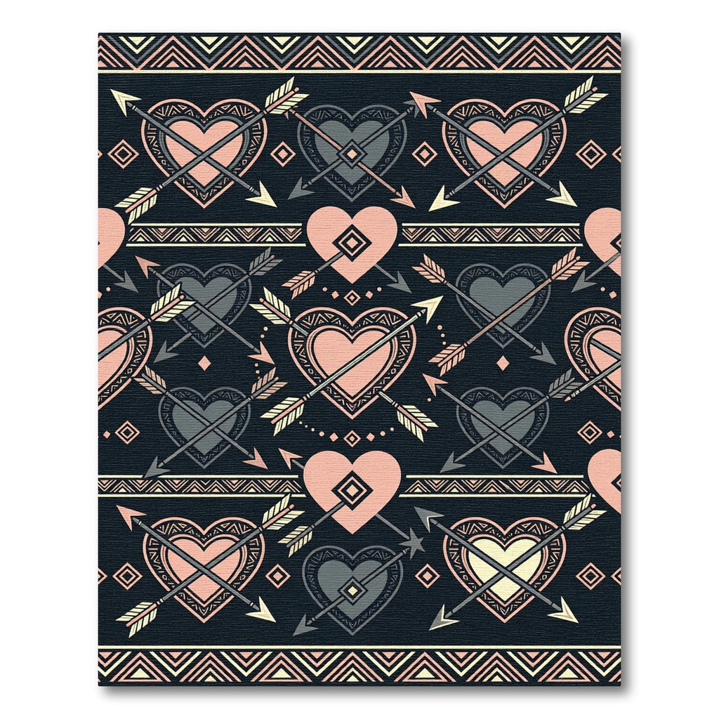 Tribal Arrow Heart Pink Black Rug