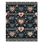 Tribal Arrow Heart Pink Black Rug