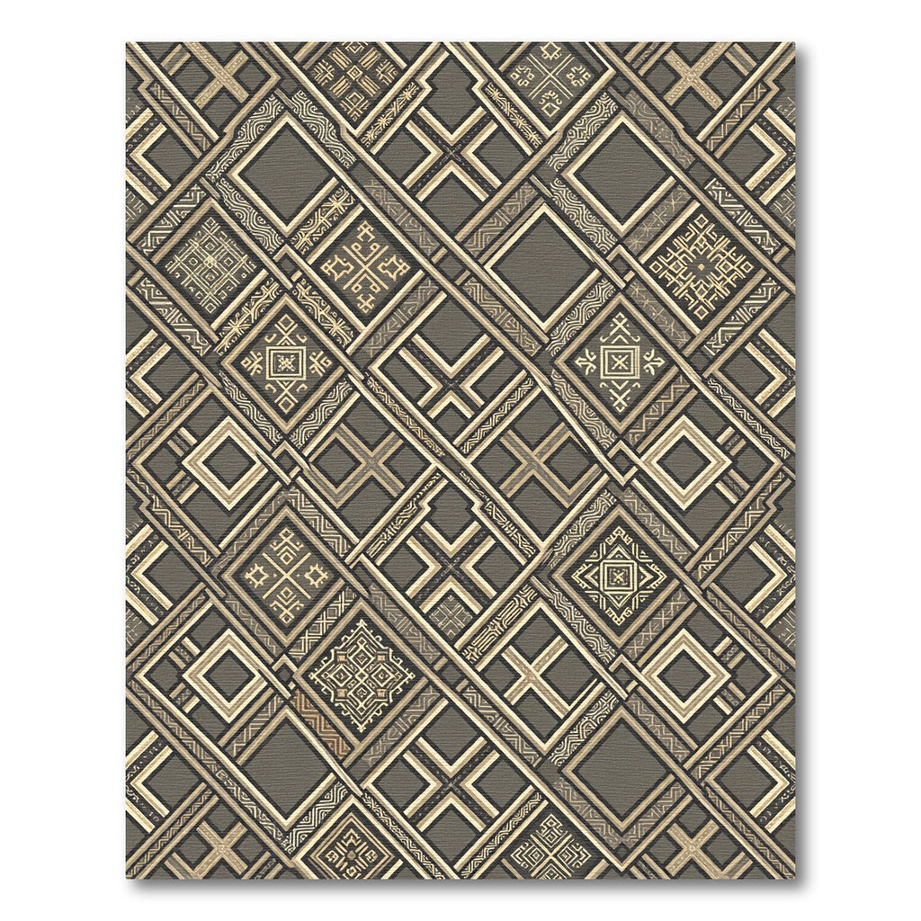 Earthy Brown Tribal Geometric Diamond Rug