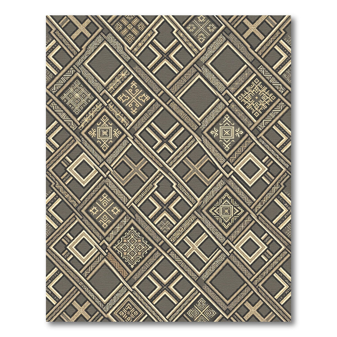 Earthy Brown Tribal Geometric Diamond Rug