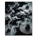 Monochromatic Smoke Zen Garden Raked Waves Rug
