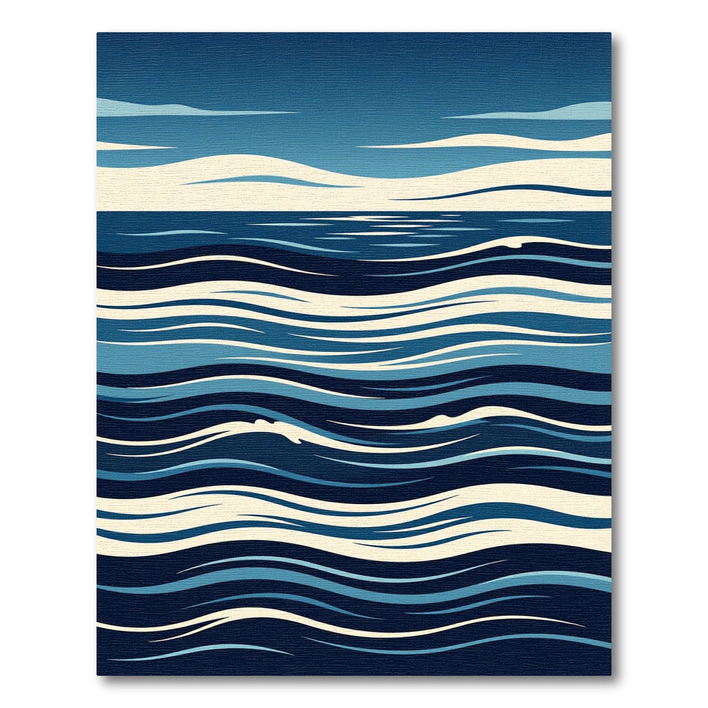 Deep Blue Ocean Abstract Wave Rug