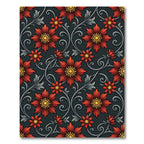 Victorian Crimson Floral Scrolling Vine Rug
