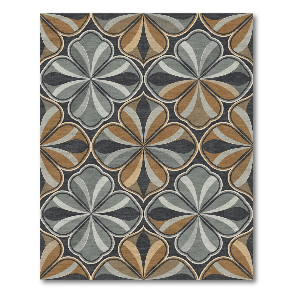 Sophisticated Earthy Toned Geometric Floral Rug