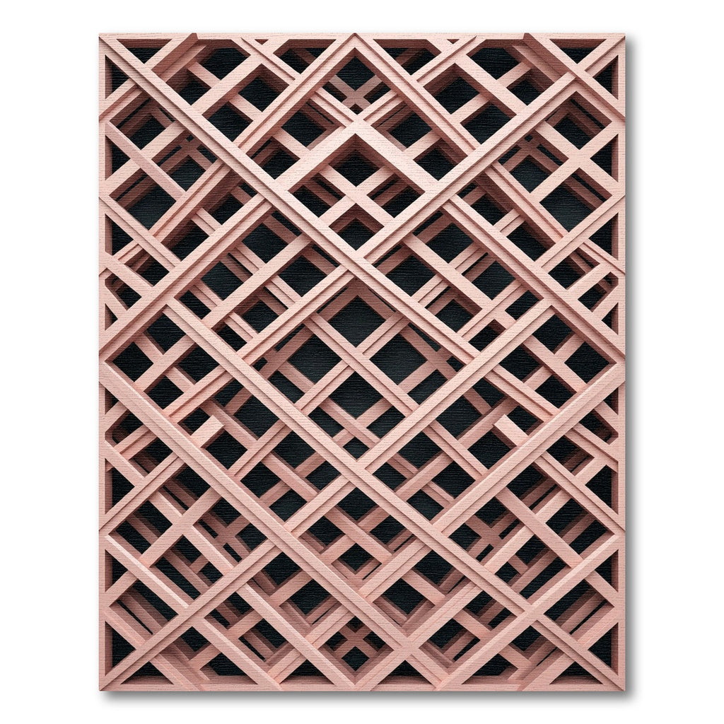 Blush Pink Geometric Intersecting Grid Rug