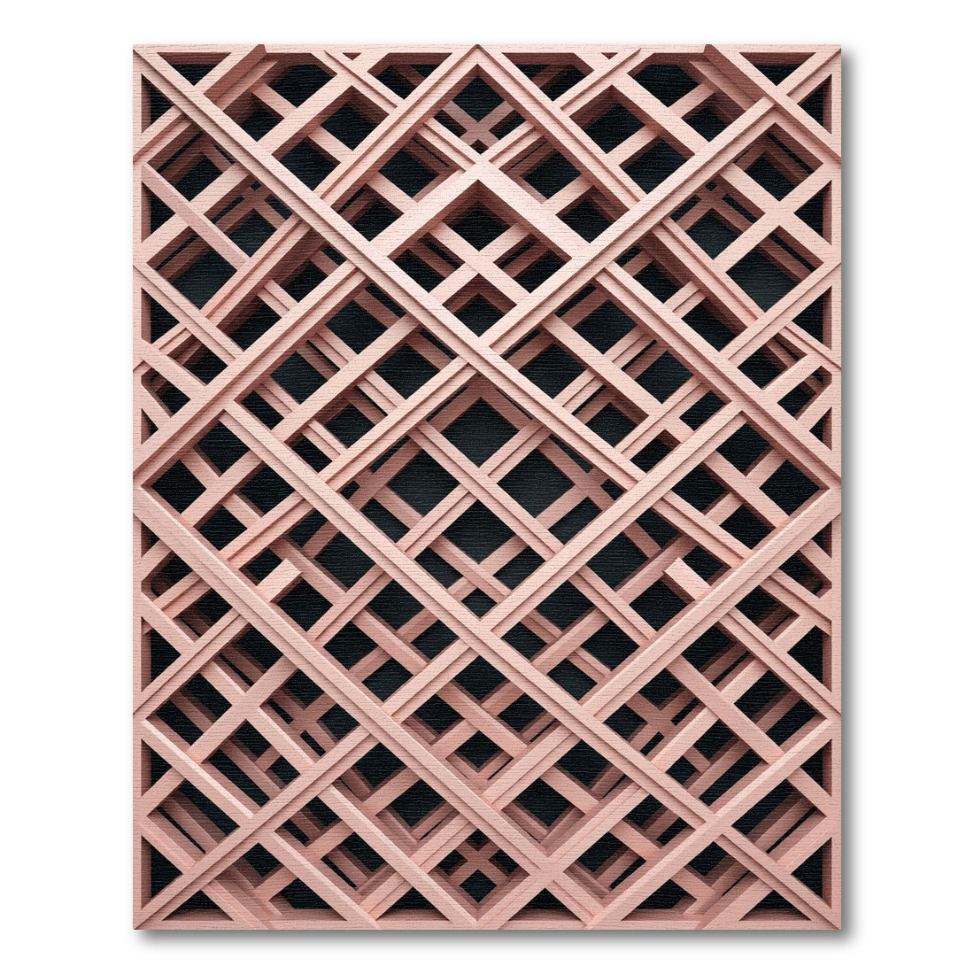 Blush Pink Geometric Intersecting Grid Rug