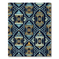 Golden Lantern Blue Paisley Lattice Art Rug