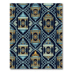 Golden Lantern Blue Paisley Lattice Art Rug