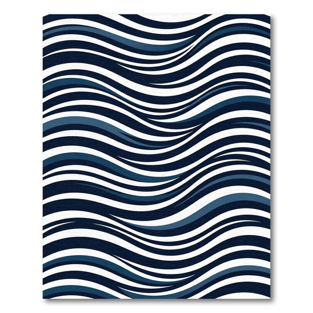 Modern Navy Blue Wavy Linear Rug