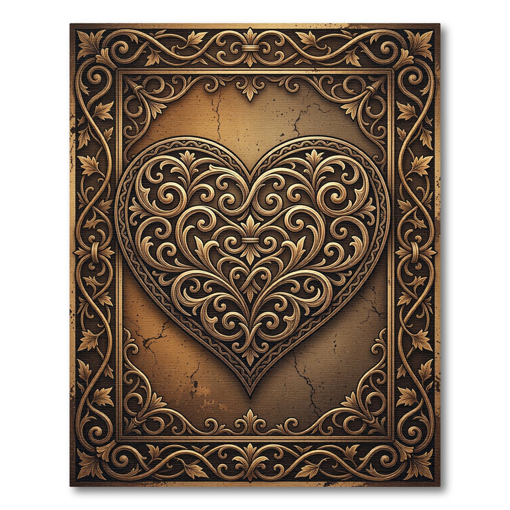 Ornate Golden Heart Filigree Rug