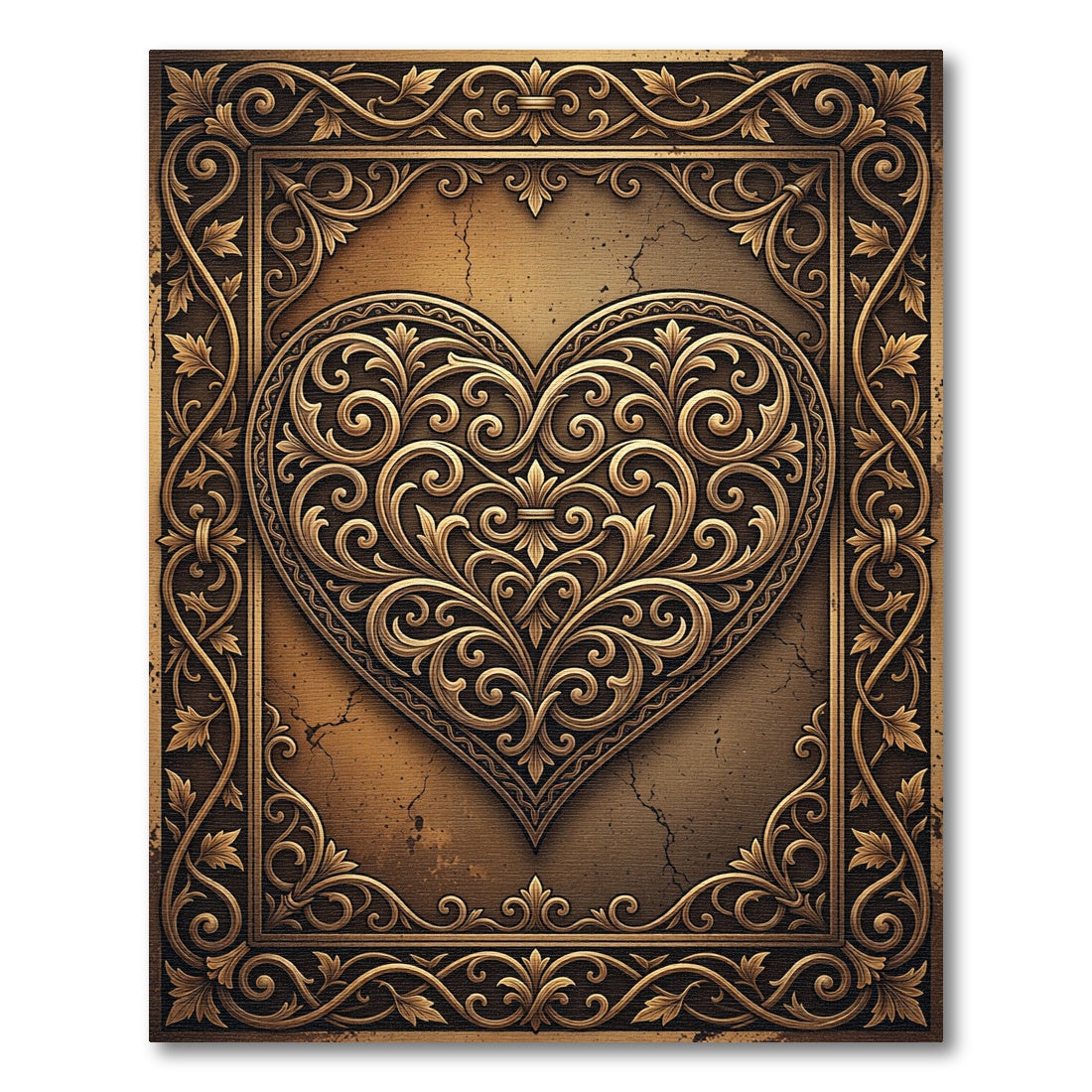 Ornate Golden Heart Filigree Rug