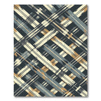 Abstract Plaid Crosshatch Charcoal Ochre Rug
