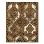 Elegant Bronze Damask Scroll Medallion Rug