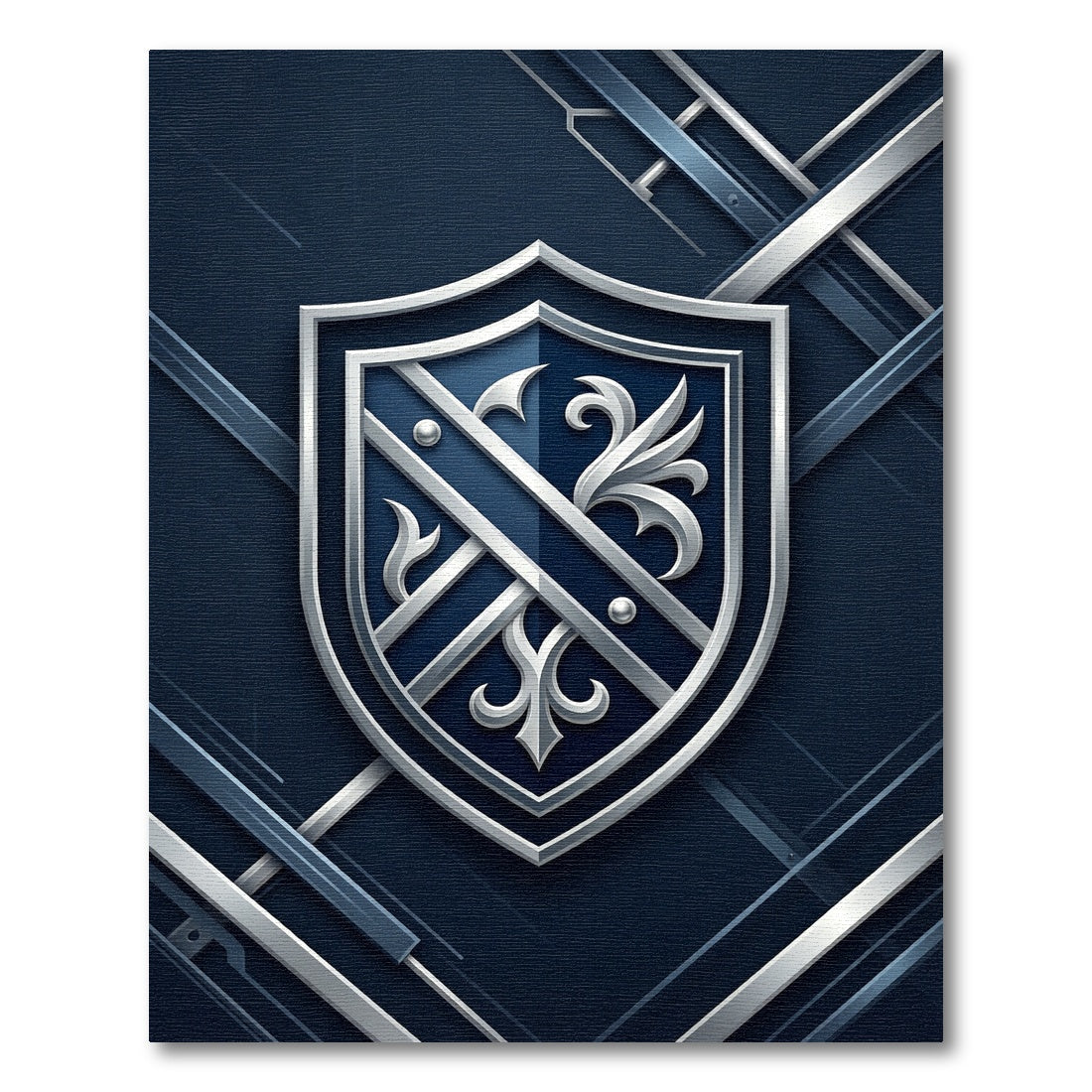 Modern Royal Navy Silver Heraldic Shield Rug