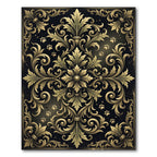 Ornate Gold Floral Damask Paw Accent Rug