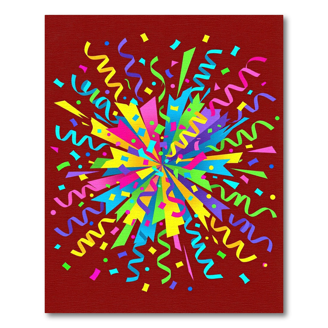 Vibrant Explosive Confetti Streamers Celebration Rug