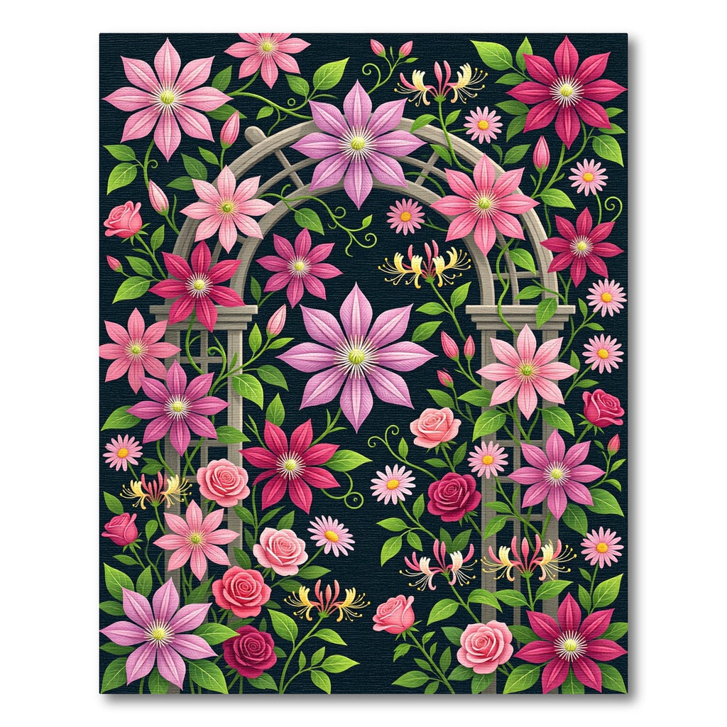 Pink Floral Garden Archway Rug