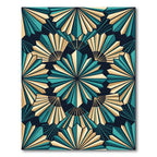 Teal Gold Art Deco Fan Rug