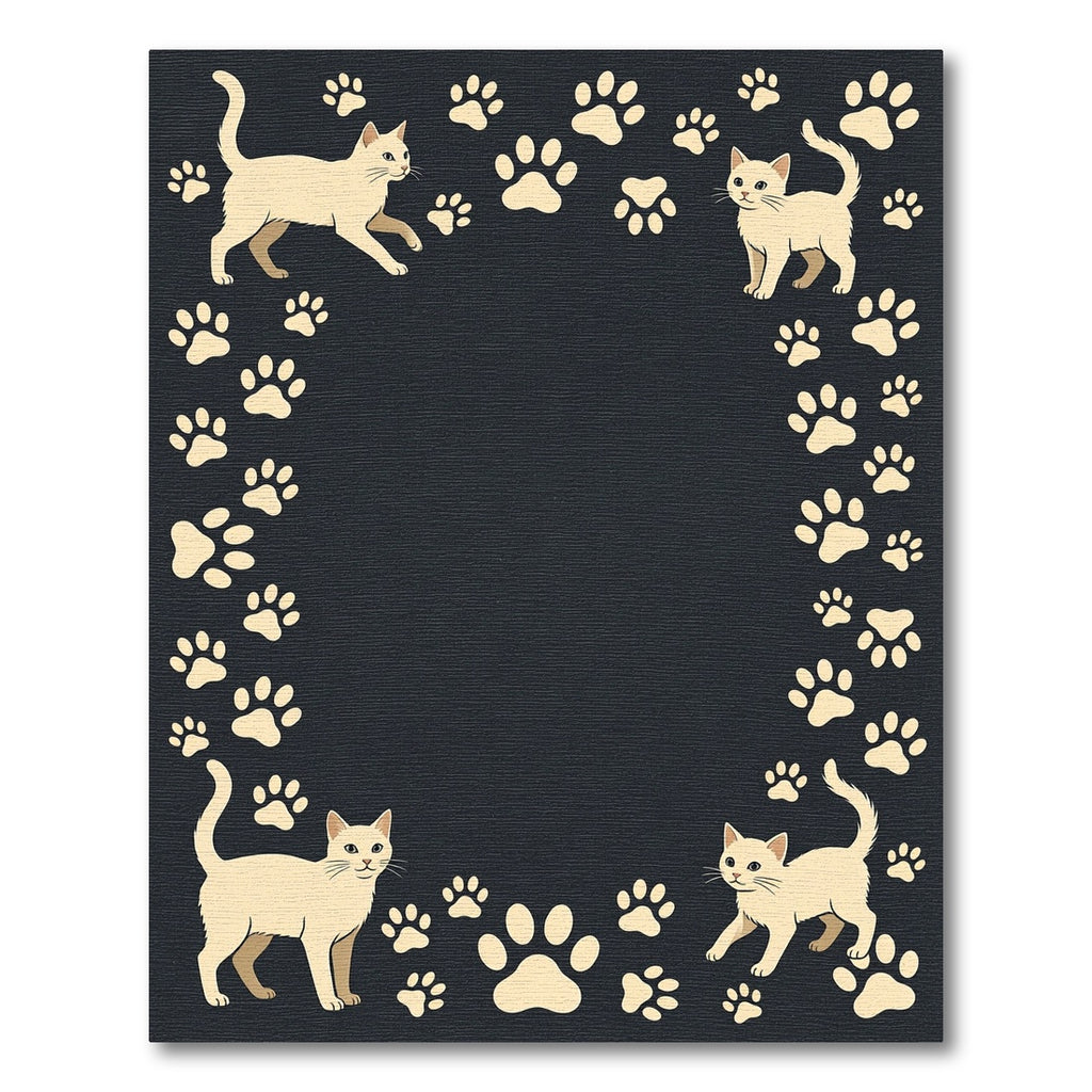 Cream Cat and Paw Illustration Rug