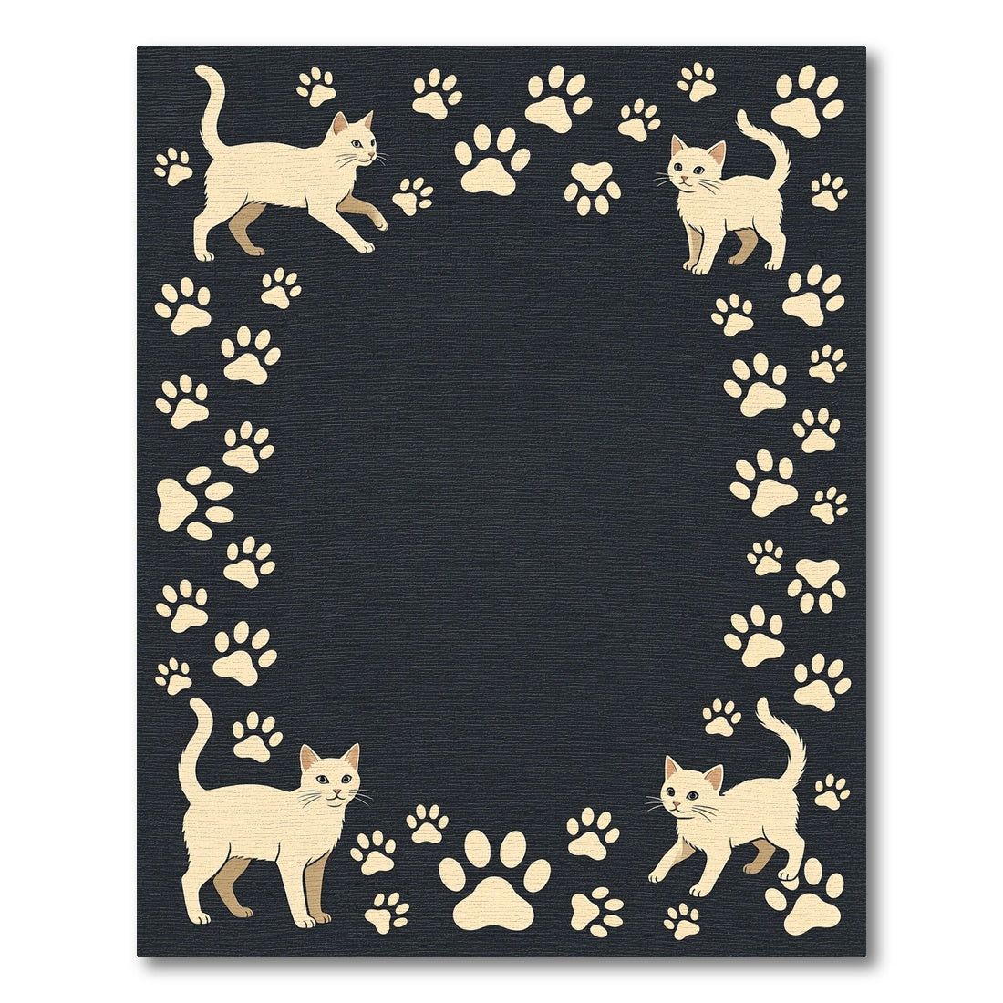 Cream Cat and Paw Illustration Rug