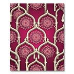 Magenta Floral Mandala Arched Lattice Rug