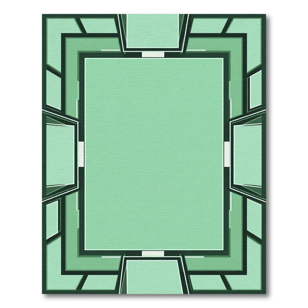 Mint Green Geometric Layered Frame Rug