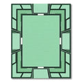 Mint Green Geometric Layered Frame Rug