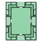 Mint Green Geometric Layered Frame Rug